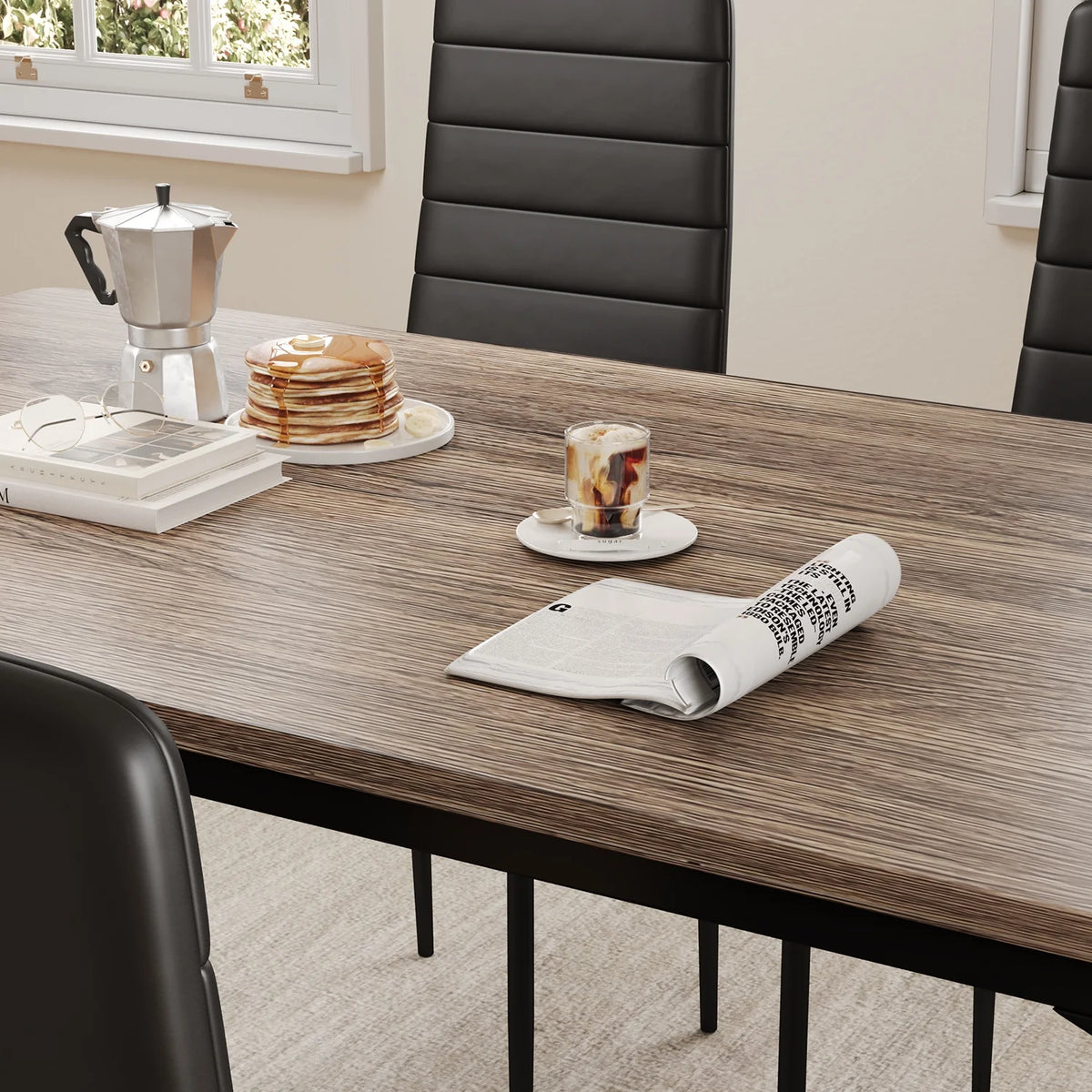 Aiho 5-Piece Modern Dining Set, Metal & Wood Table & 4 Chairs, Space-Saving for Small Spaces & Apartments, Retro