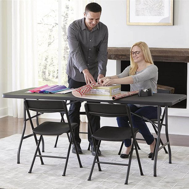 AEDILYS 4ft Portable Plastic Folding Tables for Indoor Outdoor, Black