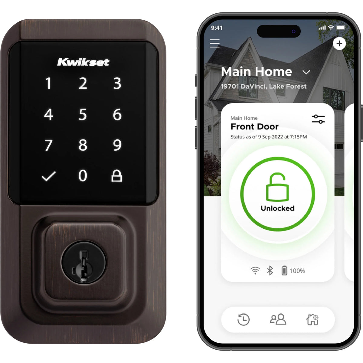 Kwikset Halo Touchscreen Wi-Fi Smart Deadbolt Hardware Lock with Smartkey Satin Nickel