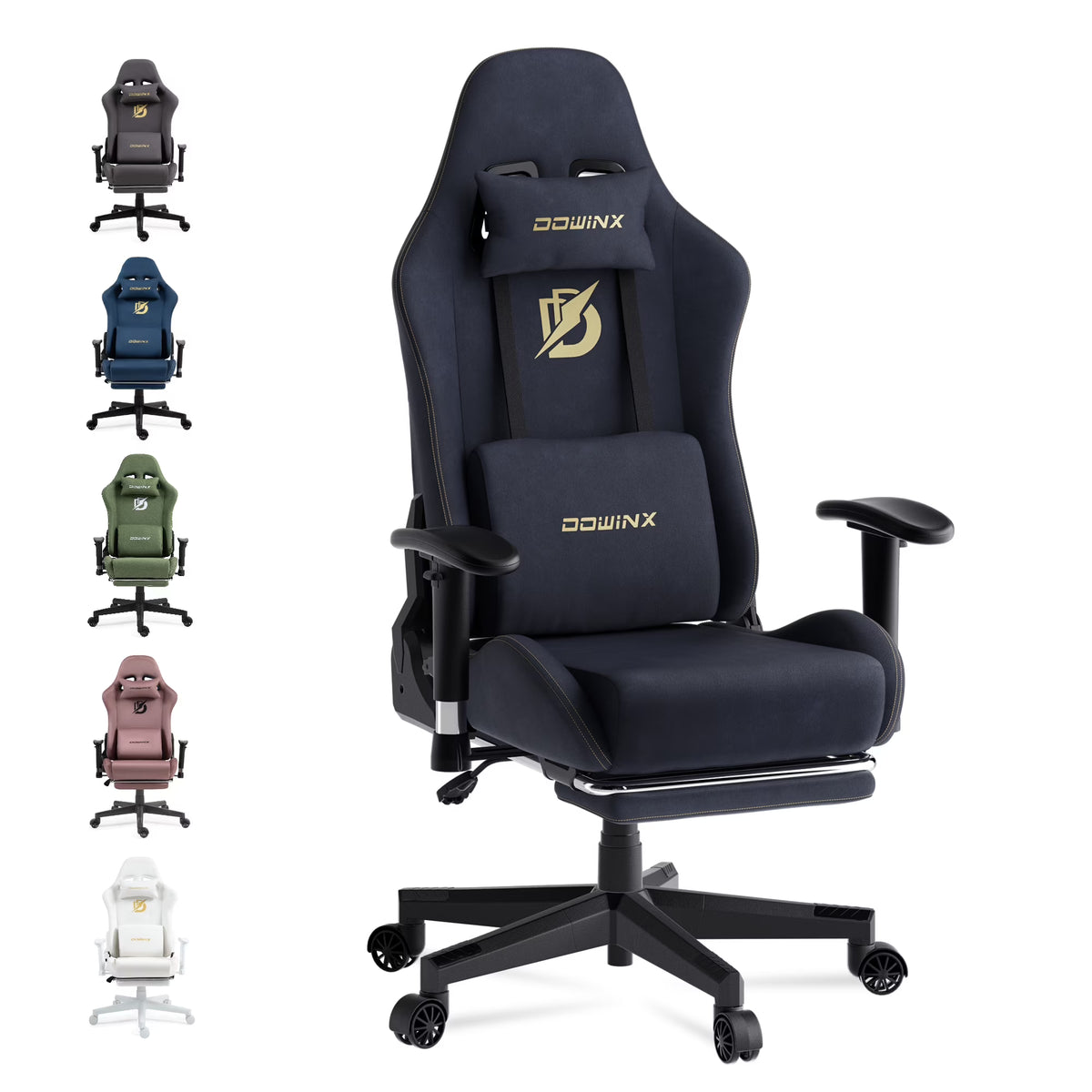 Dowinx Computer Gaming Chair with Pocket Spring Cushion and 4D Armrests for Office,Breathable Fabric High Back Ergonomic Task Chair with Footrest , Massage Lumbar Support Black