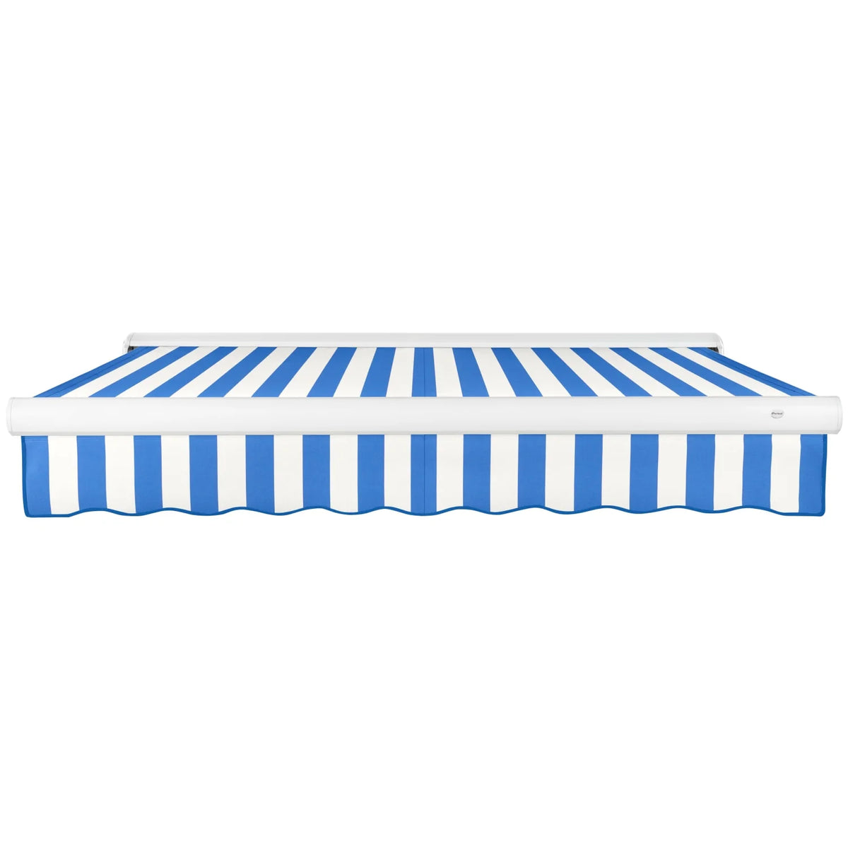Awntech 10 Ft Key West Manual Heavy Duty Patio Retractable Awning with Cassette (120in x 9.38in x 96in), Bright Blue/White Stripe