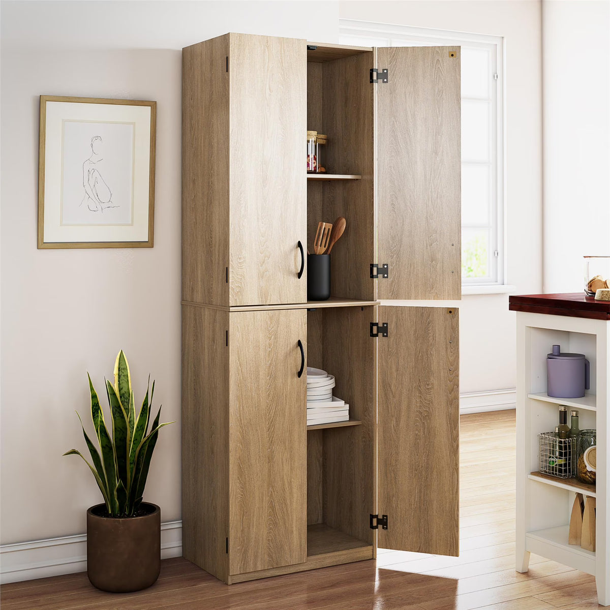 Mainstays 72" 4-Door Storage Cabinet, Espresso