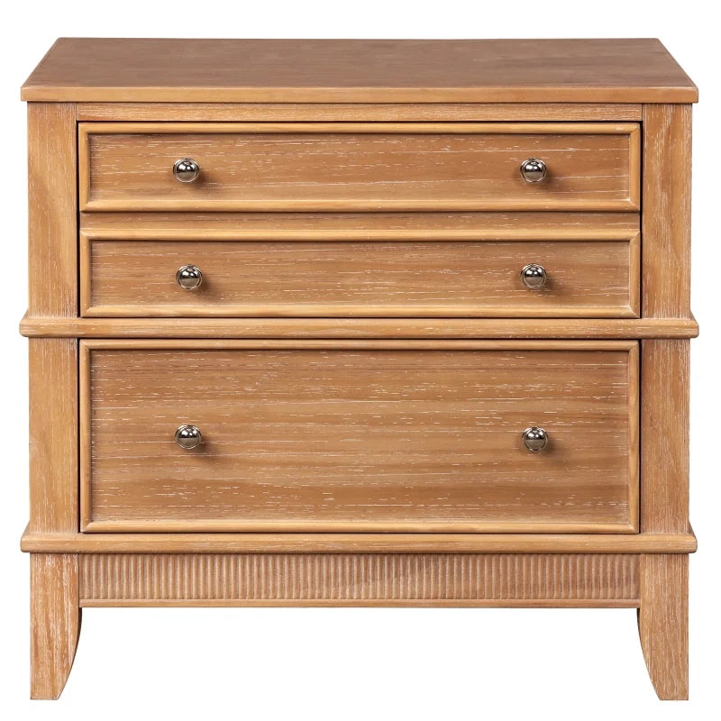 Solid Wood Nightstand with 3 Drawers,Modern End Table Storage Chest Bedside Table Sofa Table Storage Cabinet for Living Room,Bedroom