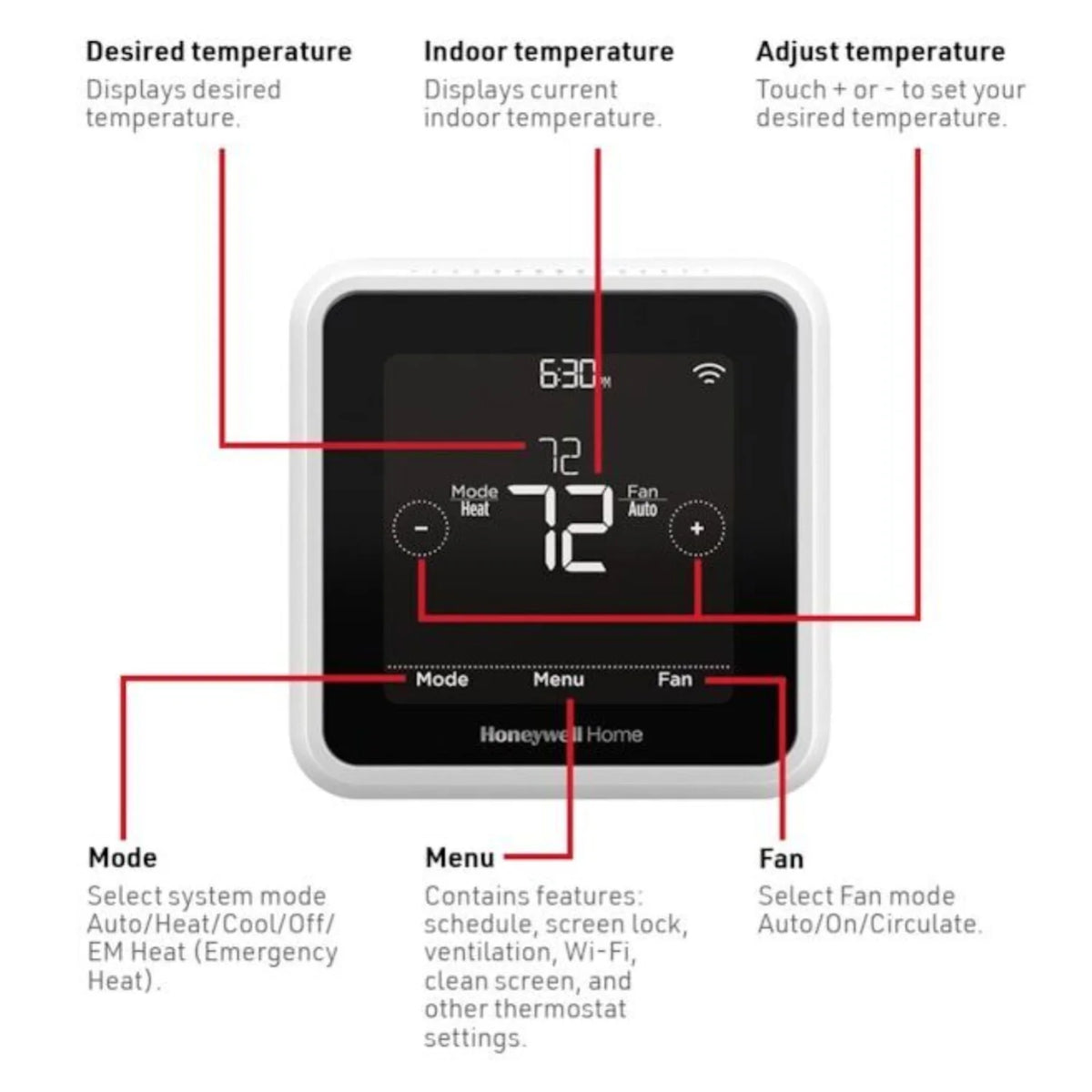 Honeywell Home T5 RTH8800WF Programmable Touchscreen Wi-Fi Smart Thermostat - White