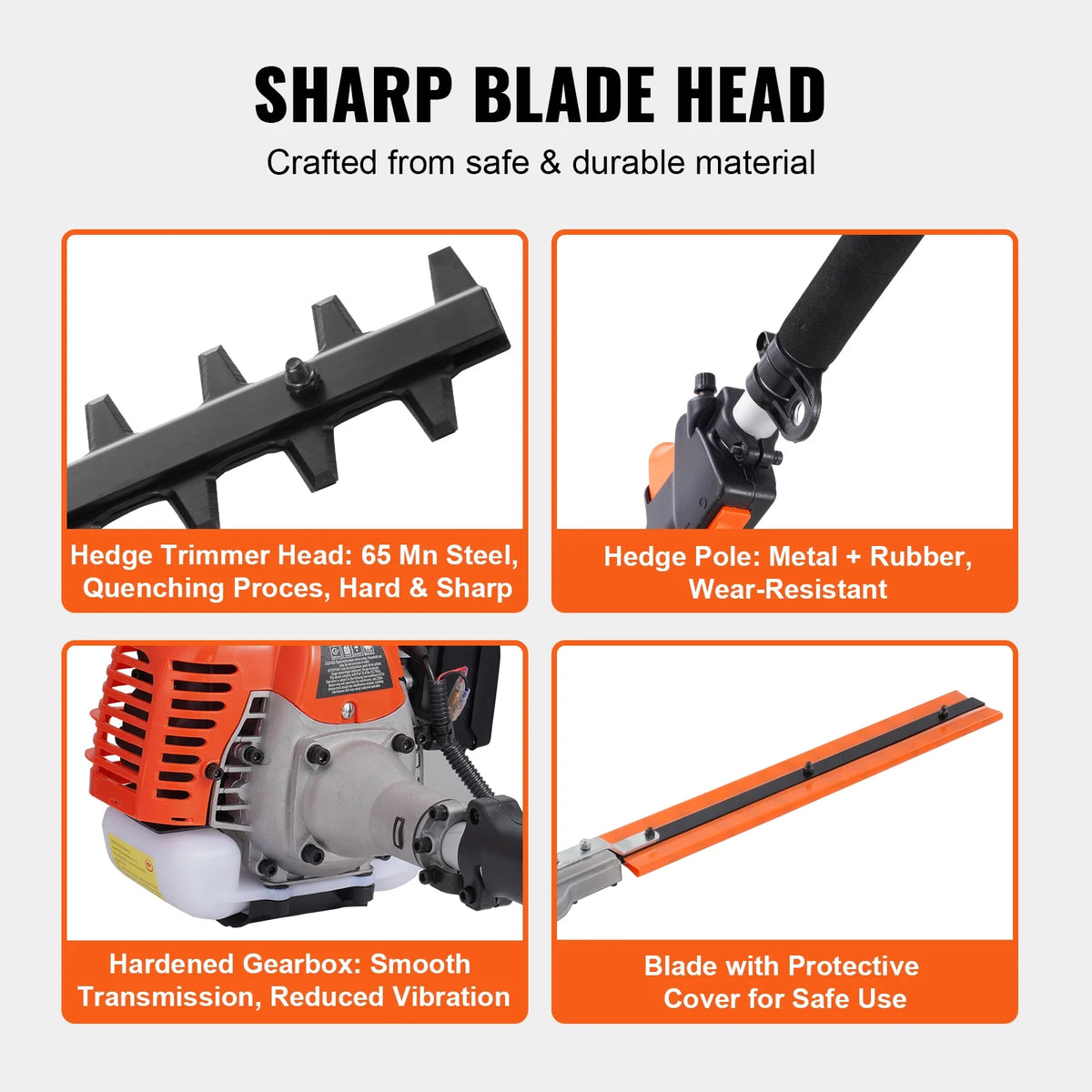 VEVOR 26CC 5-in-1 Multi-Functional Trimming Tools, Gas Hedge Trimmer, Weed Eater, String Trimmer, Edger, Pole Saw Chainsaw Pruner with Extension Pole