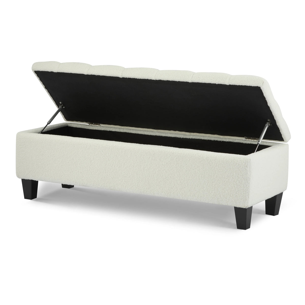 Furniliving Modern Upholstered Button Tufted Storage Ottoman Entryway Bench, Ivory