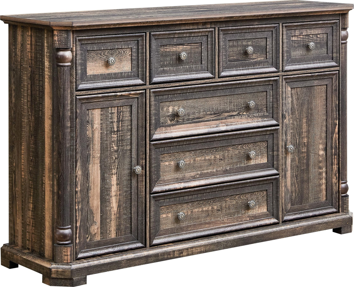 Brafabhome Rattan 6 Drawers Dresser for Bedroom, Vintage Boho Double Dresser Wicker Chest with Wooden Legs for Living Room Hallway| Mint