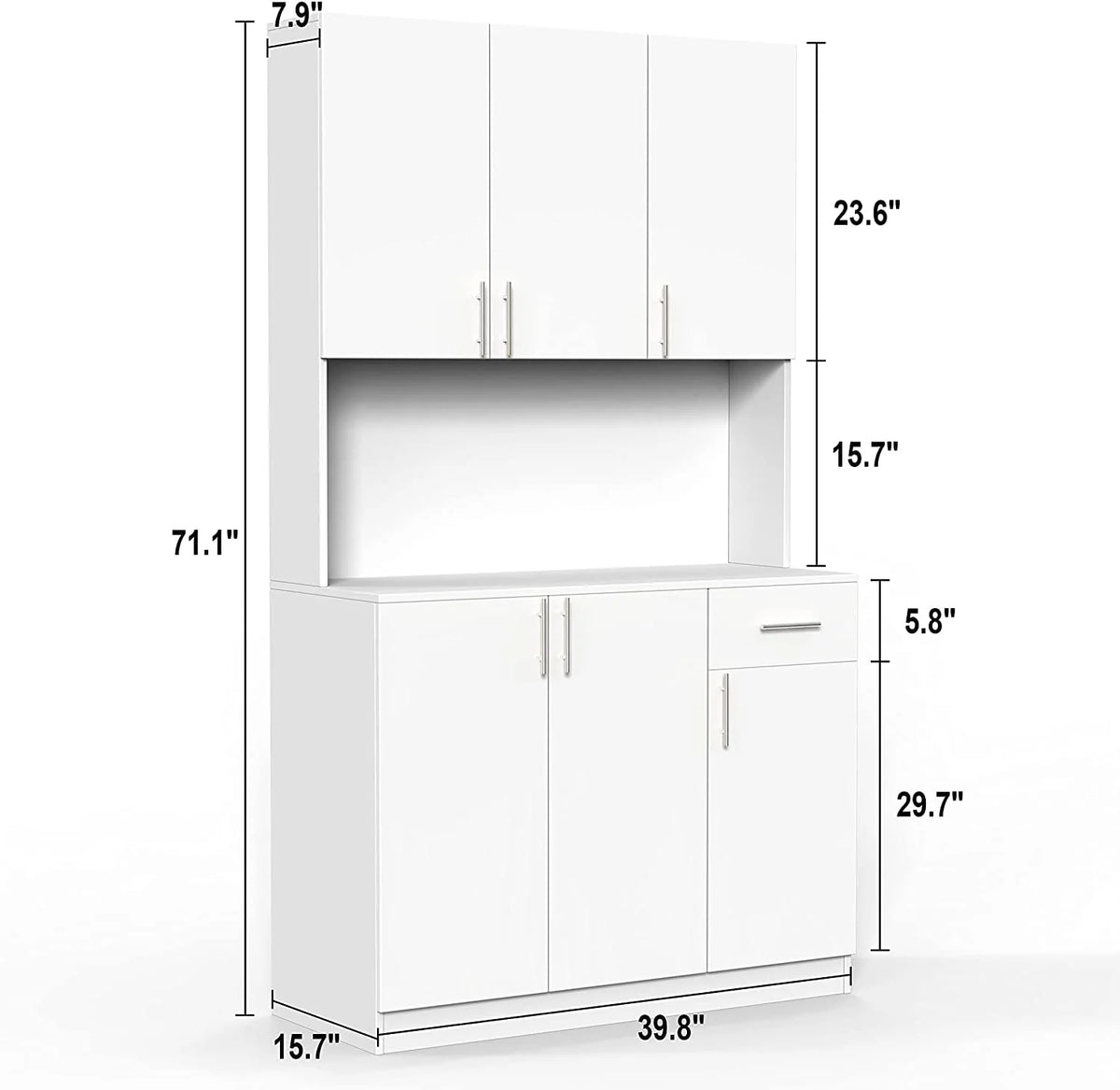 Kitchen Pantry Cabinet, 72" Kitchen Cupboard Freestanding Storage Cabinets with 6 Doors and Drawer, White