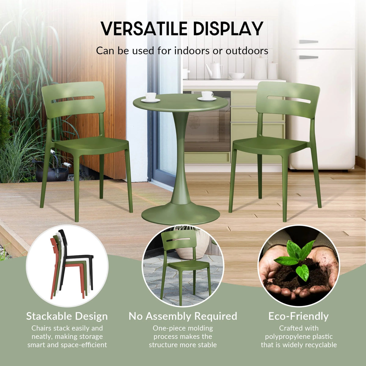 WestinTrends Playa 3-Piece Outdoor Resin Patio Bistro Set with Stackable Patio Dining Chairs, Black