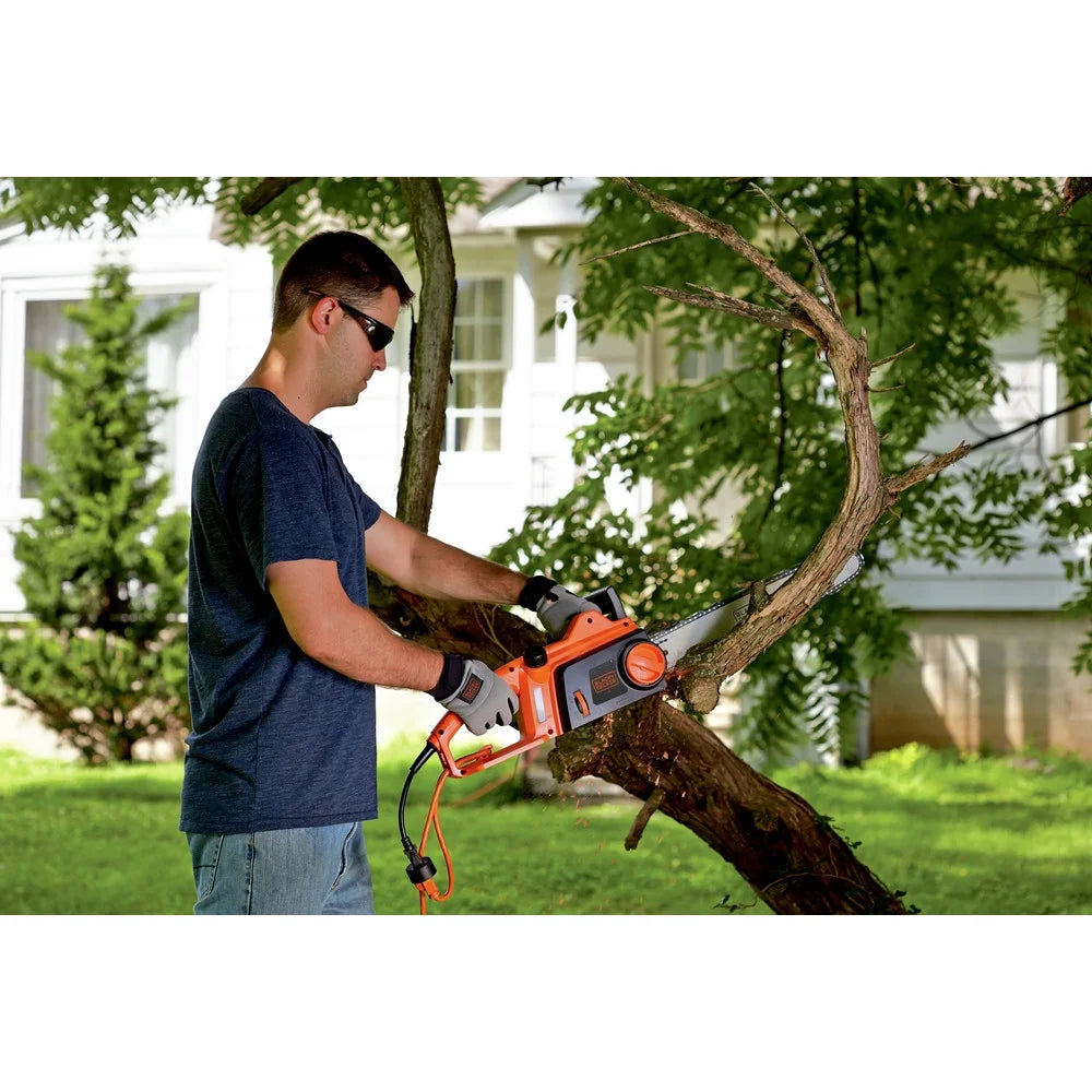 BLACK+DECKER 16�� 12 Amp Corded Electric Chainsaw, Tool-Free Chain Tensioning, Auto-Oiling