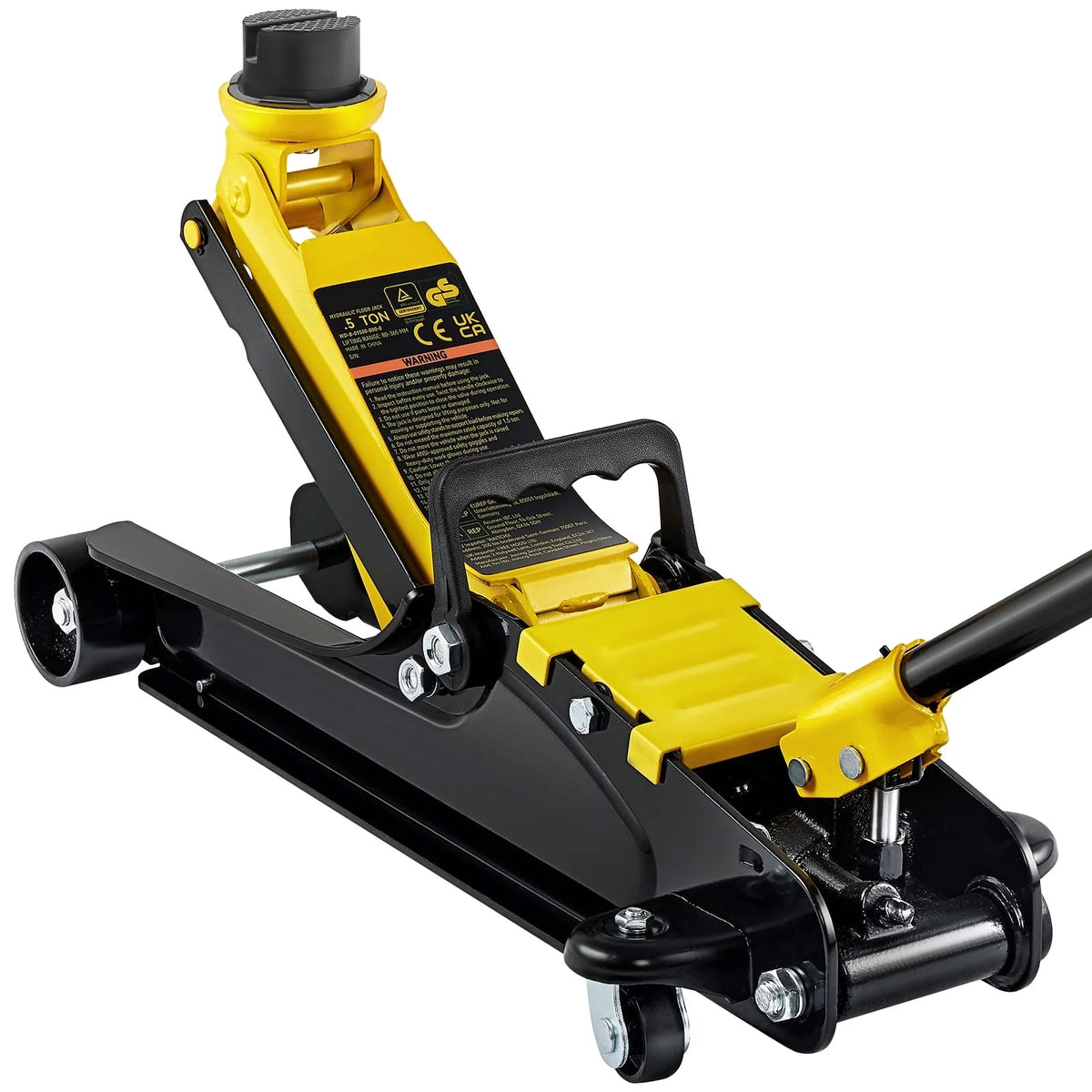 KFFKFF Low Profile Floor Jack,2.5 Ton(5500 lbs) Slim Profile, Durable Steel Racing Lift with Single Piston Pump, Range 3.35"-14.96"��Black+Yellow