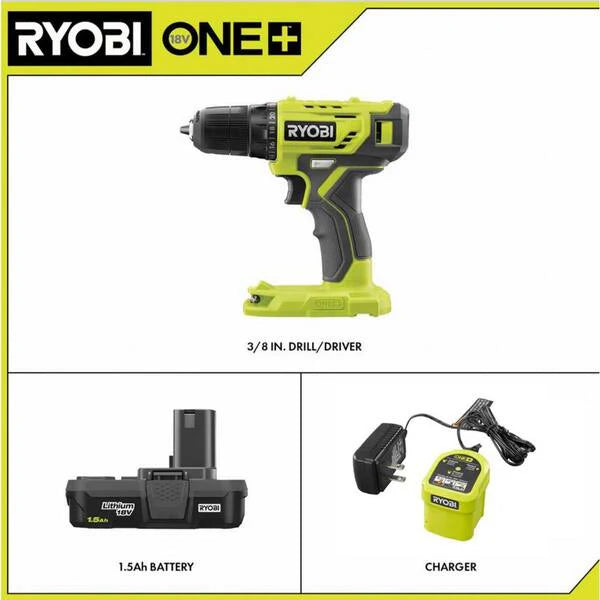 ONE+ 18V Cordless 3/8 in. Drill/Driver Kit with 1.5 Ah Battery and Charger