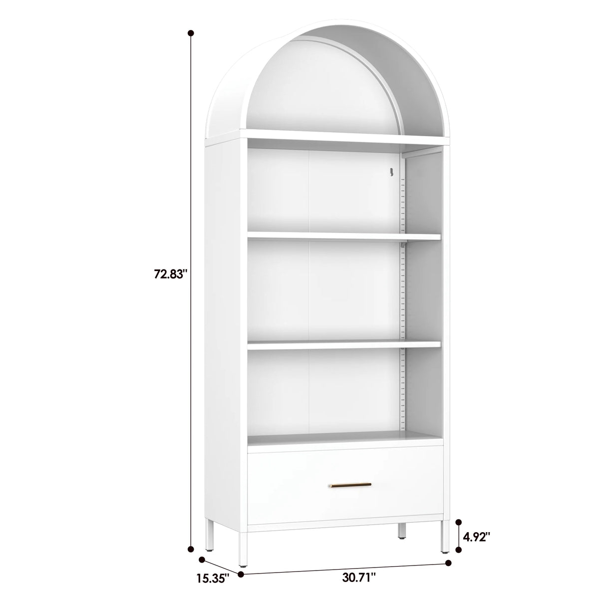 SUPEER Metal Arched Storage Display Cabinet with Glass Doors and Adjustable Shelves, Lockable Cabinet, Assembly Required, Black