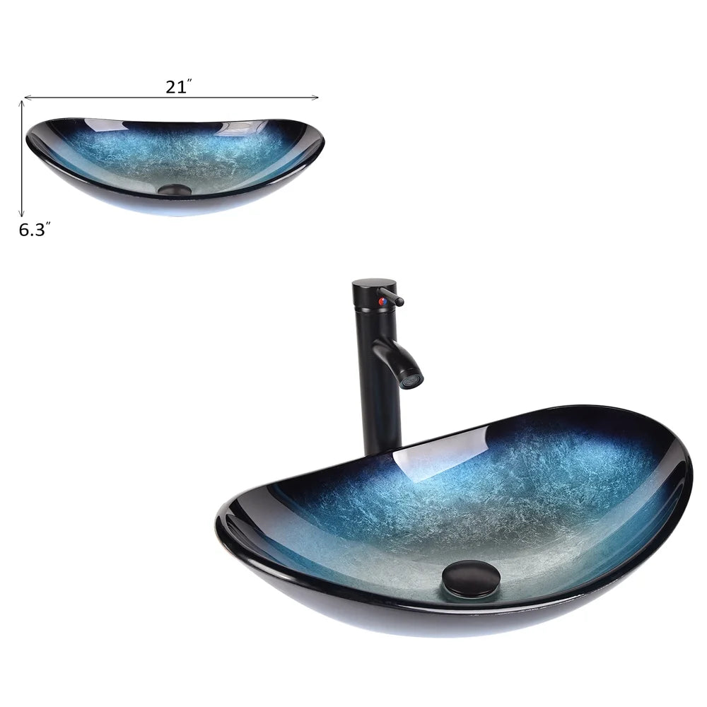 FULLWATT Bathroom Ceramic Sink Vanity Vessel Basin Porcelain Faucet Drain Combo Rectangle,White