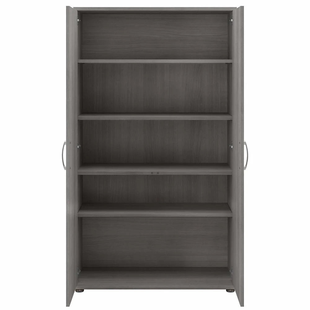 Bush Business Furniture Universal Tall Garage Storage Cabinet with Doors and Shelves - Platinum Gray