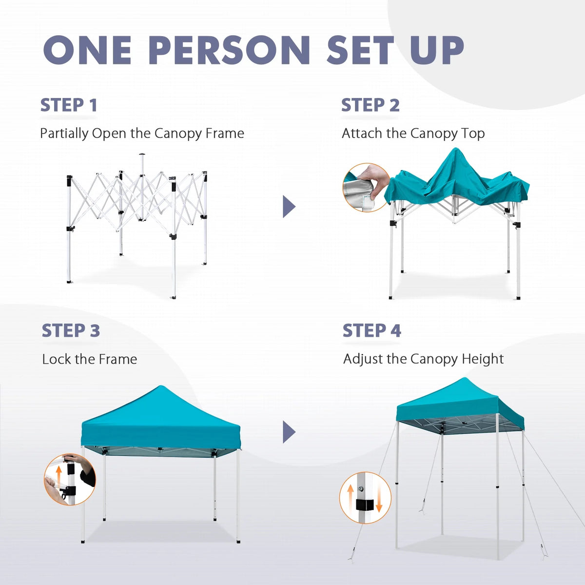 INTER HUT 5x5 Outdoor Pop up Canopy Gazebo, Instant Easy Set up Outdoor Canopy Commercial Fair Shelter, Beige