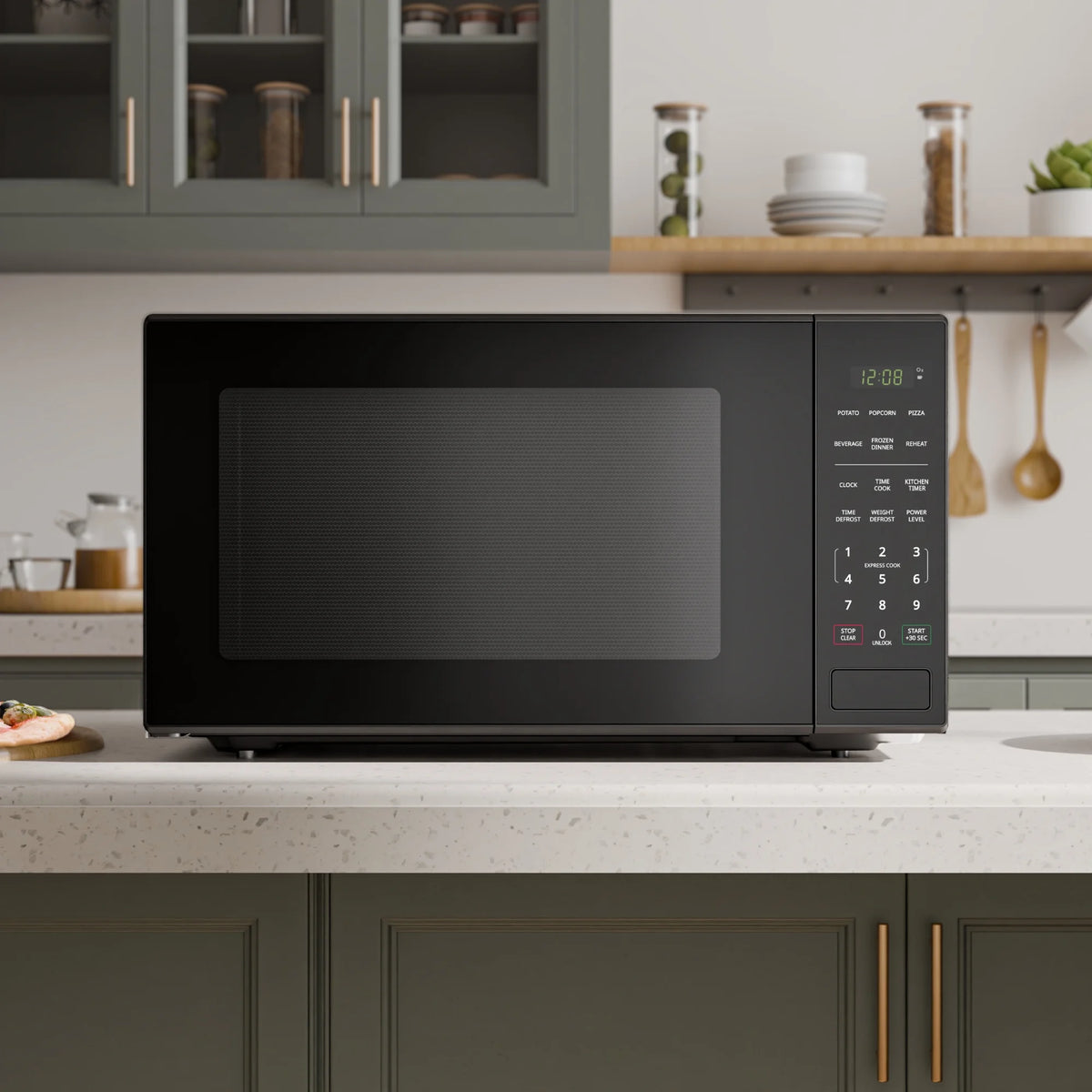 Mainstays 2.2 cu ft Countertop Microwave Oven, Black, New