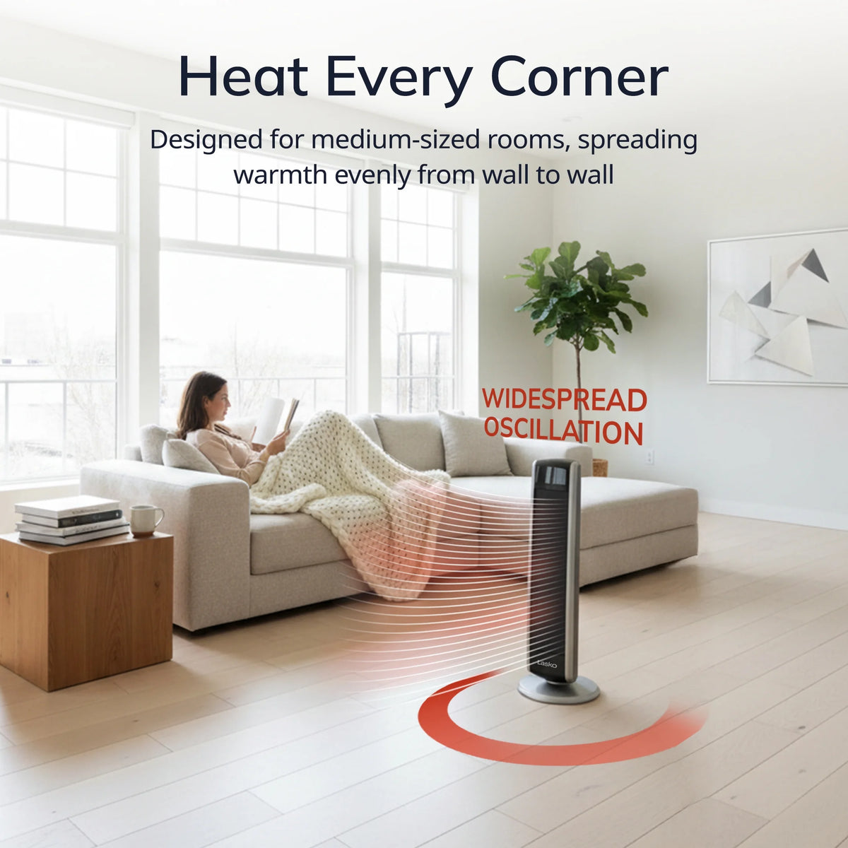 Lasko 29" 1500W Electric Digital Ceramic Tower Space Heater with Remote, Black, 5586