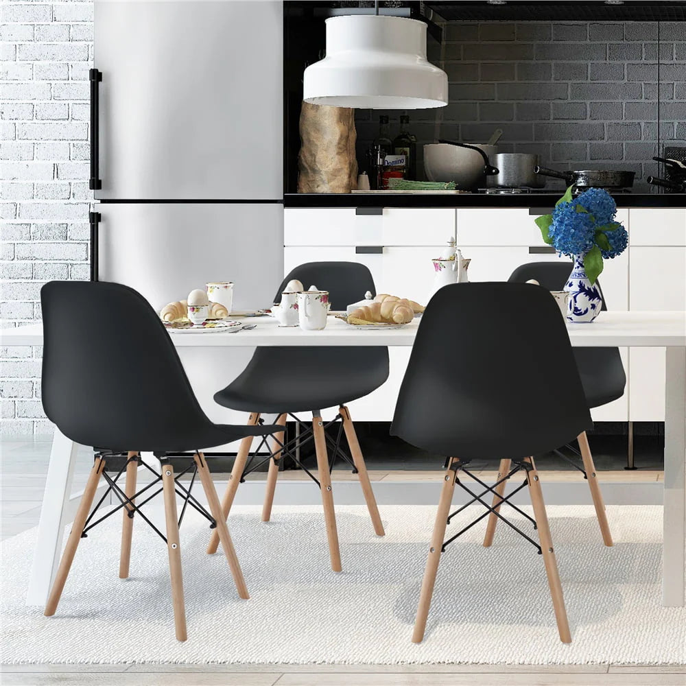 Topeakmart Set of 4 Modern Style Dining Chairs for Kitchen Dining Room, Black