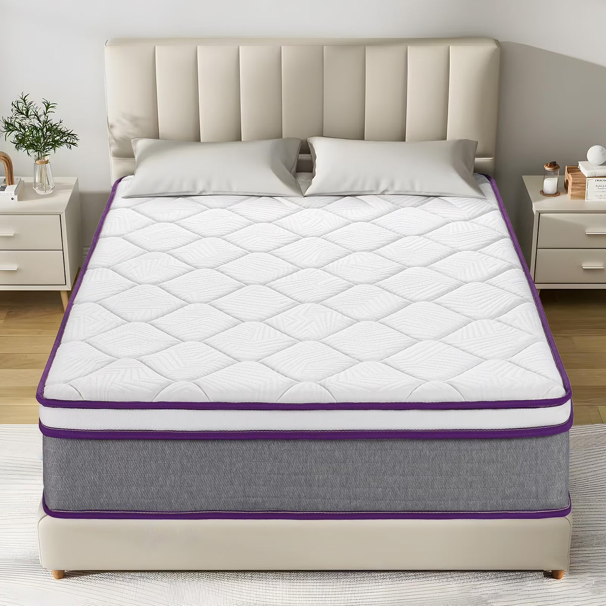 Mattress Twin, 12 Inch Medium Firm Twin Size Mattress in a Box, Hybrid Mattresses with Gel Memory Foam and Pocket Springs for Motion Isolation & Pressure Relief, Strong Edge Support