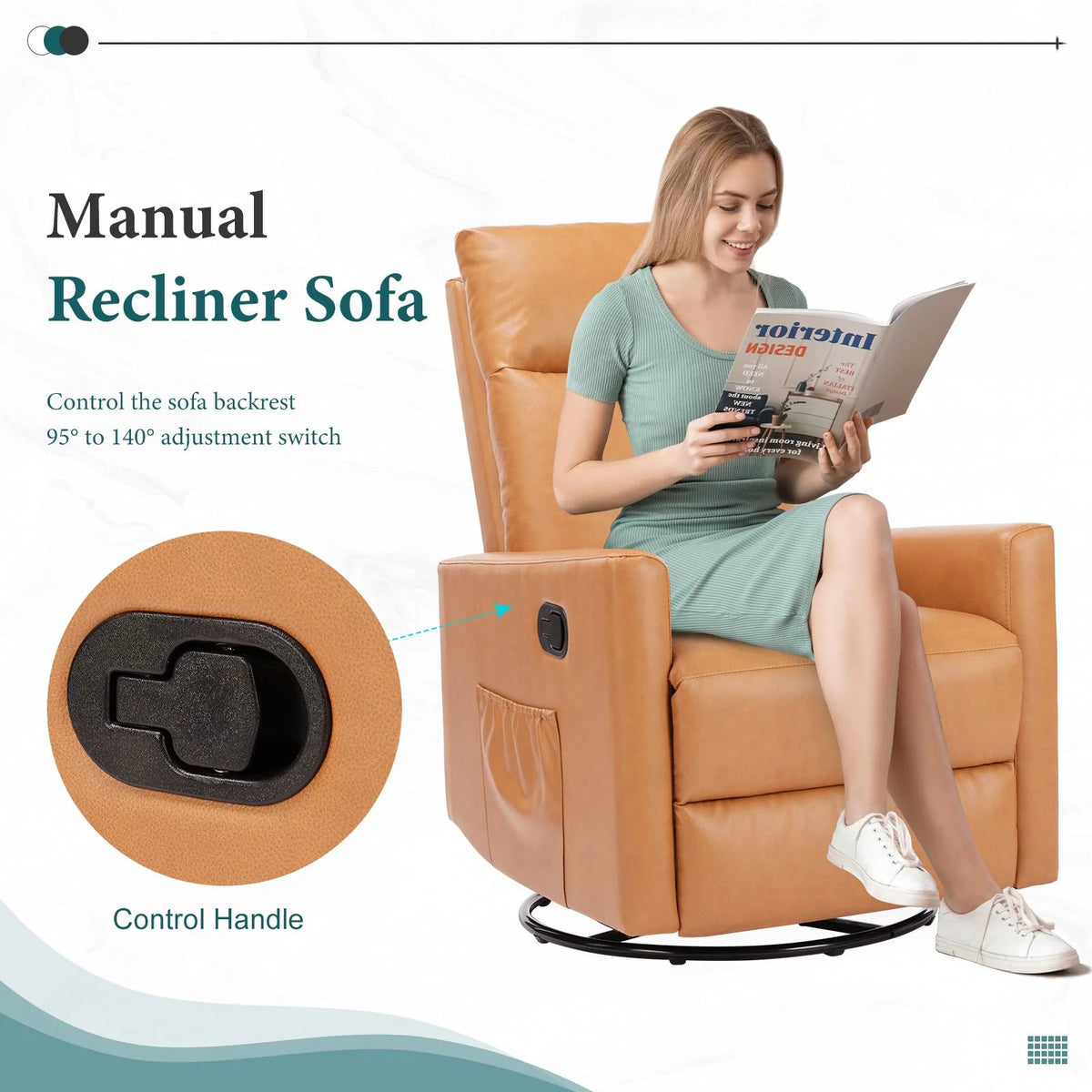 Recliner Message Chair with Footrest, Swivel Rocking Glider, High Back Upholstered Deep Seat for Living Room, Grey
