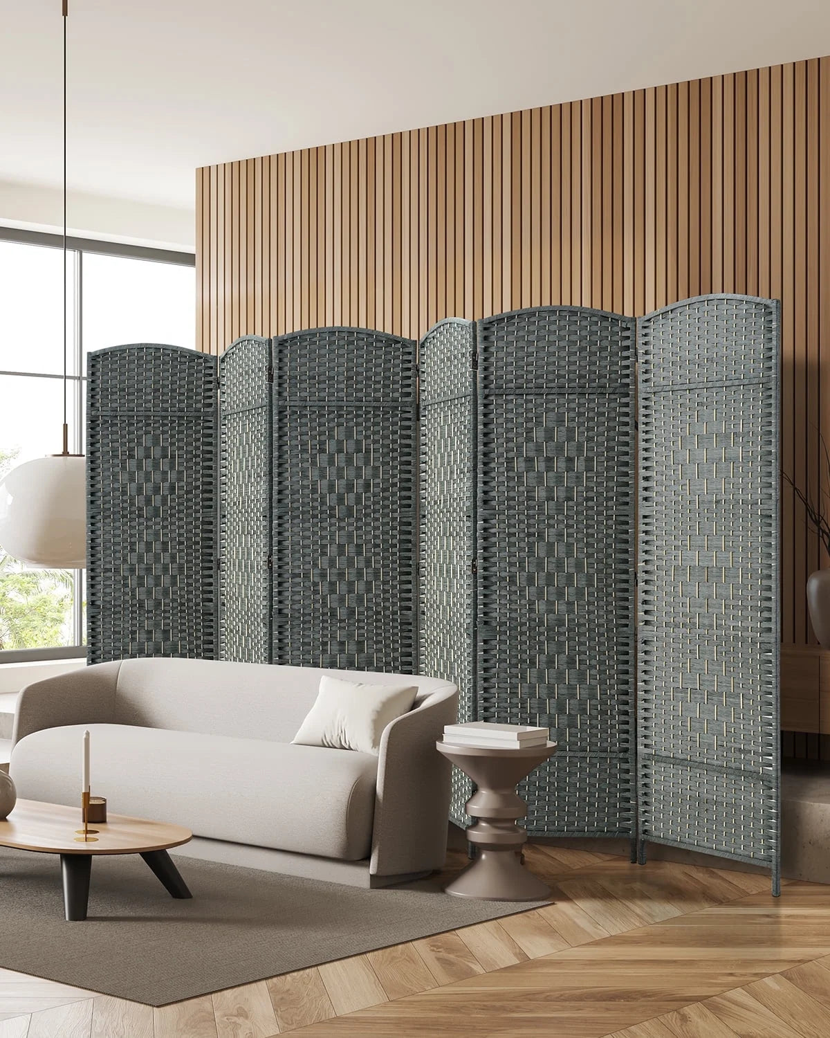 Jostyle Room Divider 6ft. Tall Extra Wide Privacy Screen, Folding Privacy Screens Freestanding Nature