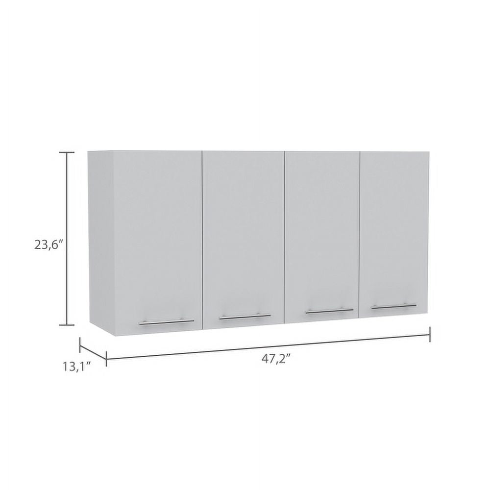 Xukmct Kitchen 4 Doors Wall Cabinet with 4 Inner Shelves, White