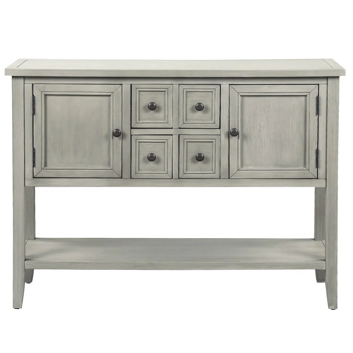 Buffet Sideboard, 46" Dining Room Console Table with 4 Storage Drawers, 2 Cabinets, 1 Bottom Shelf, Antique Grey, Q3687