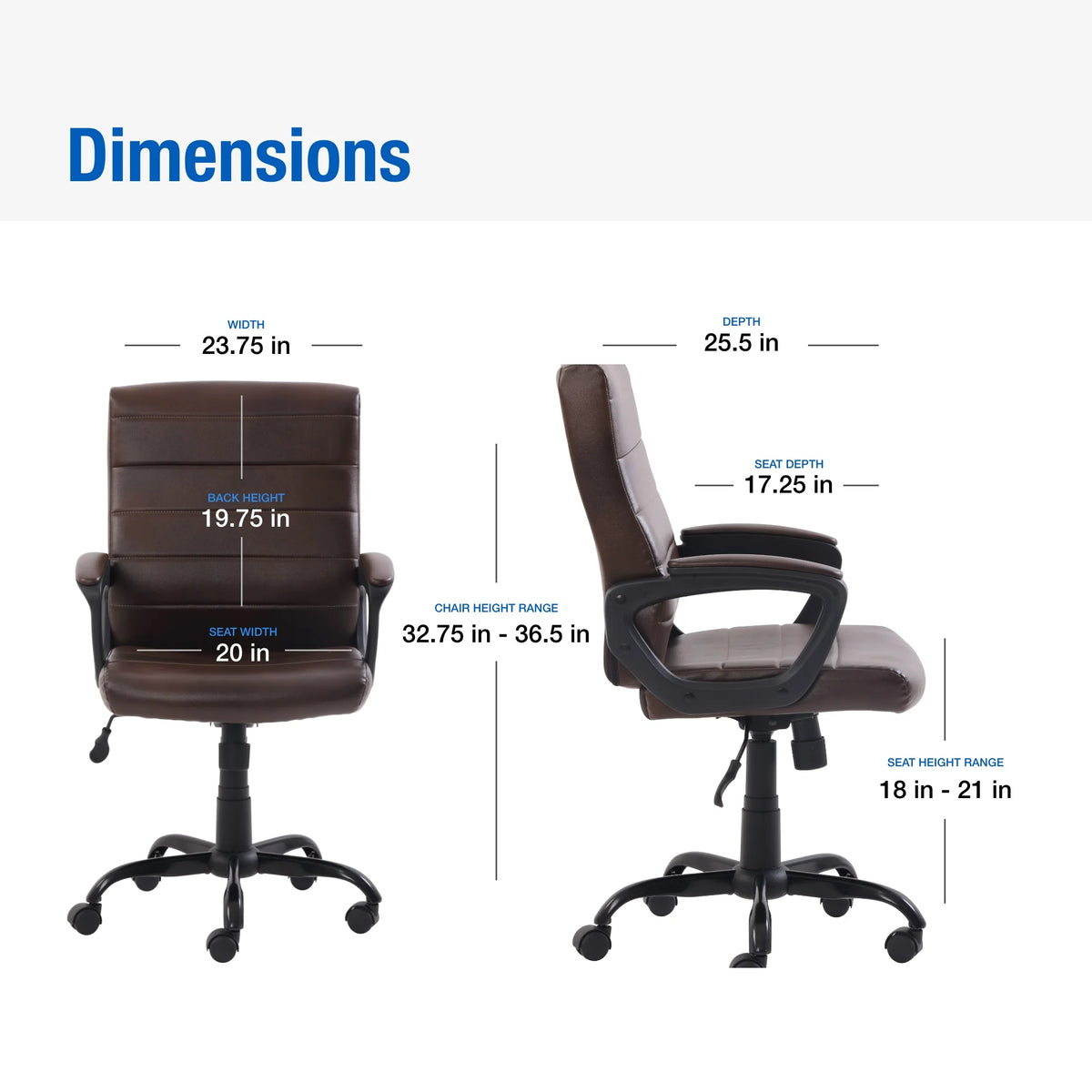 Mainstays Bonded Leather Mid-Back Manager's Office Chair, Gray, Adult