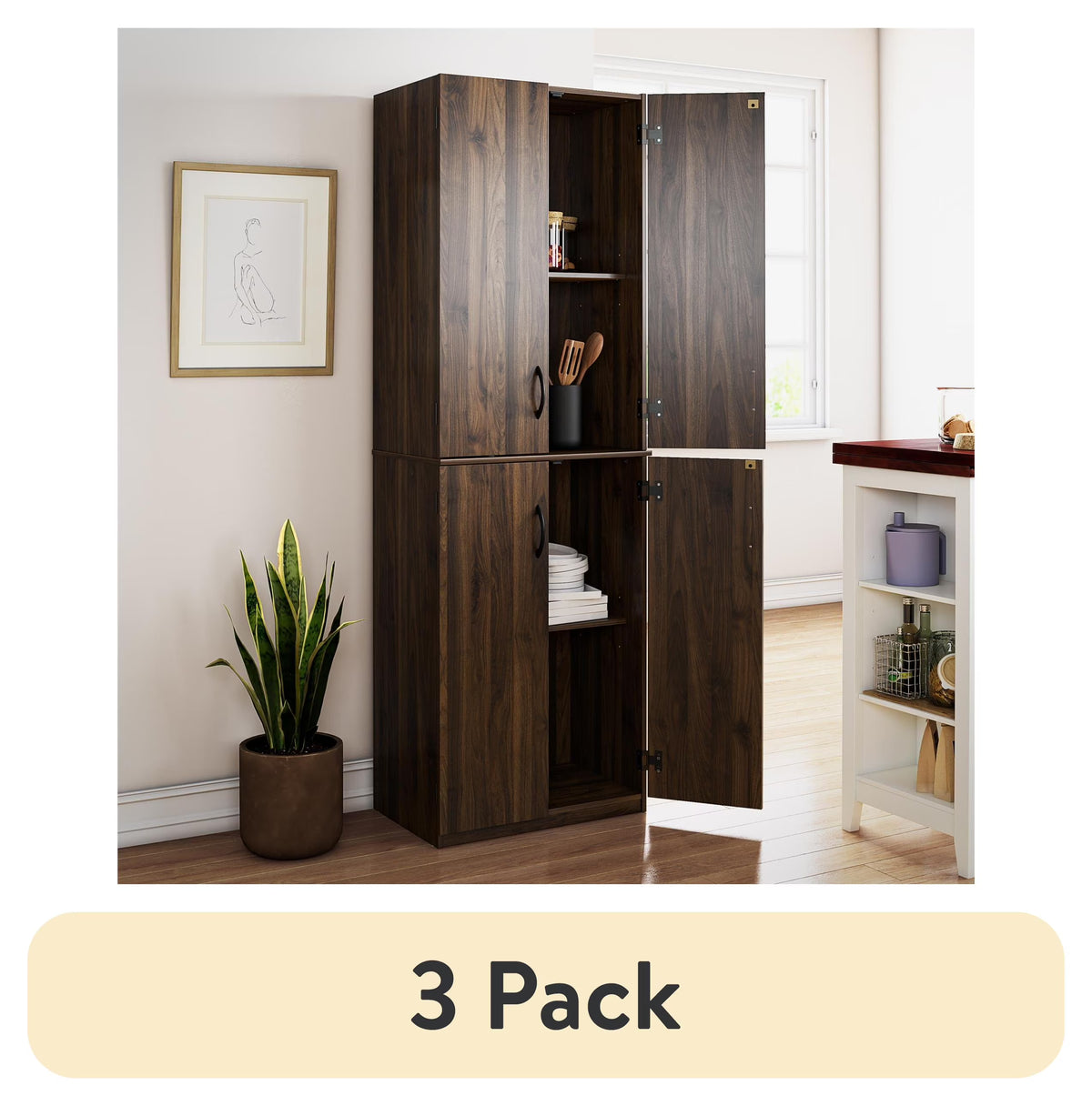 Mainstays 72" 4-Door Storage Cabinet, Espresso