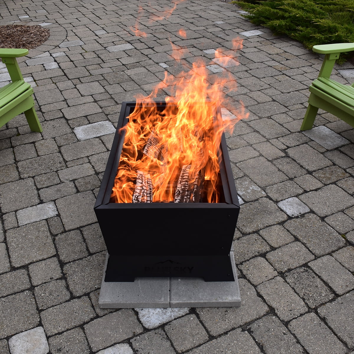 Blue Sky Outdoor Living Rectangle Steel Peak Smokeless Patio Fire Pit, Black