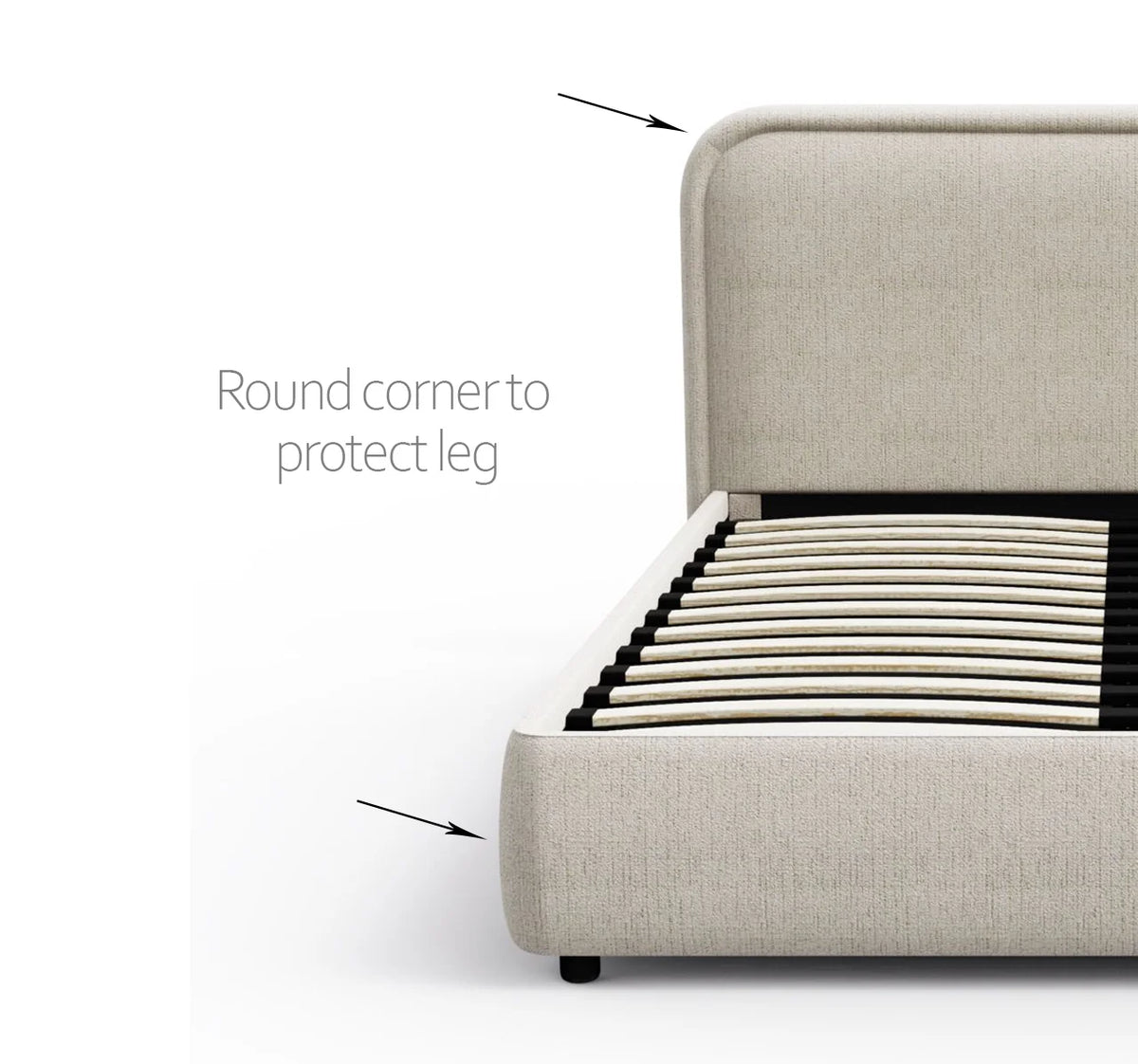 Modern Upholstered Platform Bed with Lift-Up Storage, Headboard, Wood Slats, Noise-Free