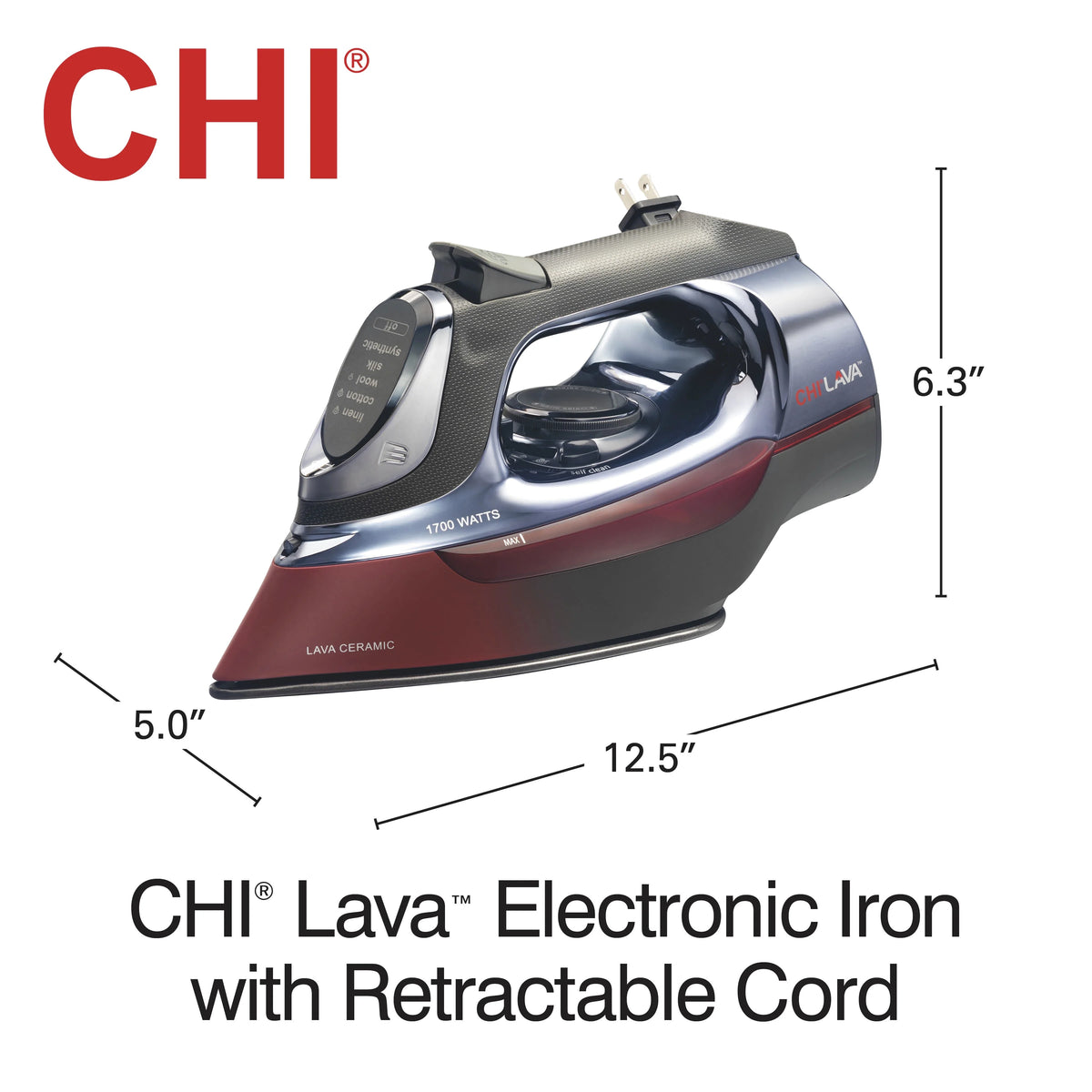 CHI Lava Electronic Iron with Retractable Cord, 13113
