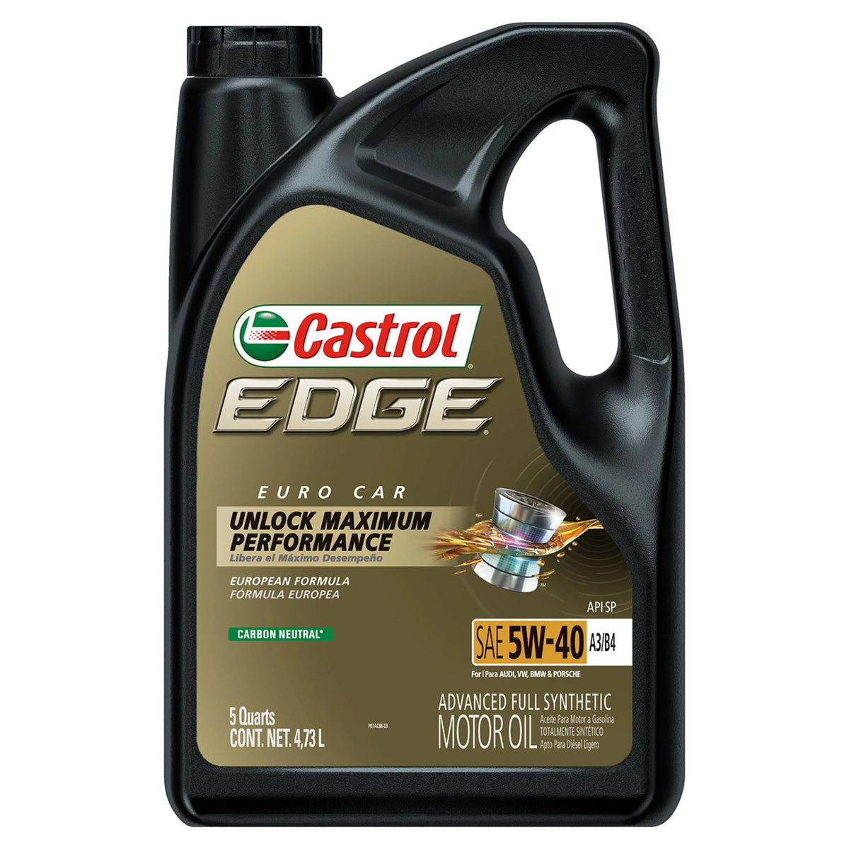 Castrol EDGE Euro 5W-40 A3/B4 Advanced Full Synthetic Motor Oil, 5 Quarts