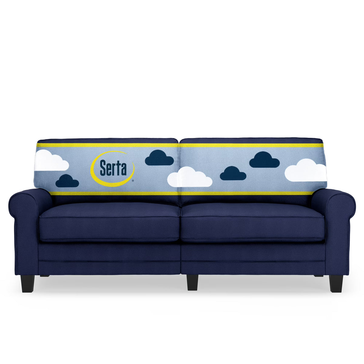 Serta Copenhagen 78" Rolled Arm Sofa with Removable Covers Dark Brown