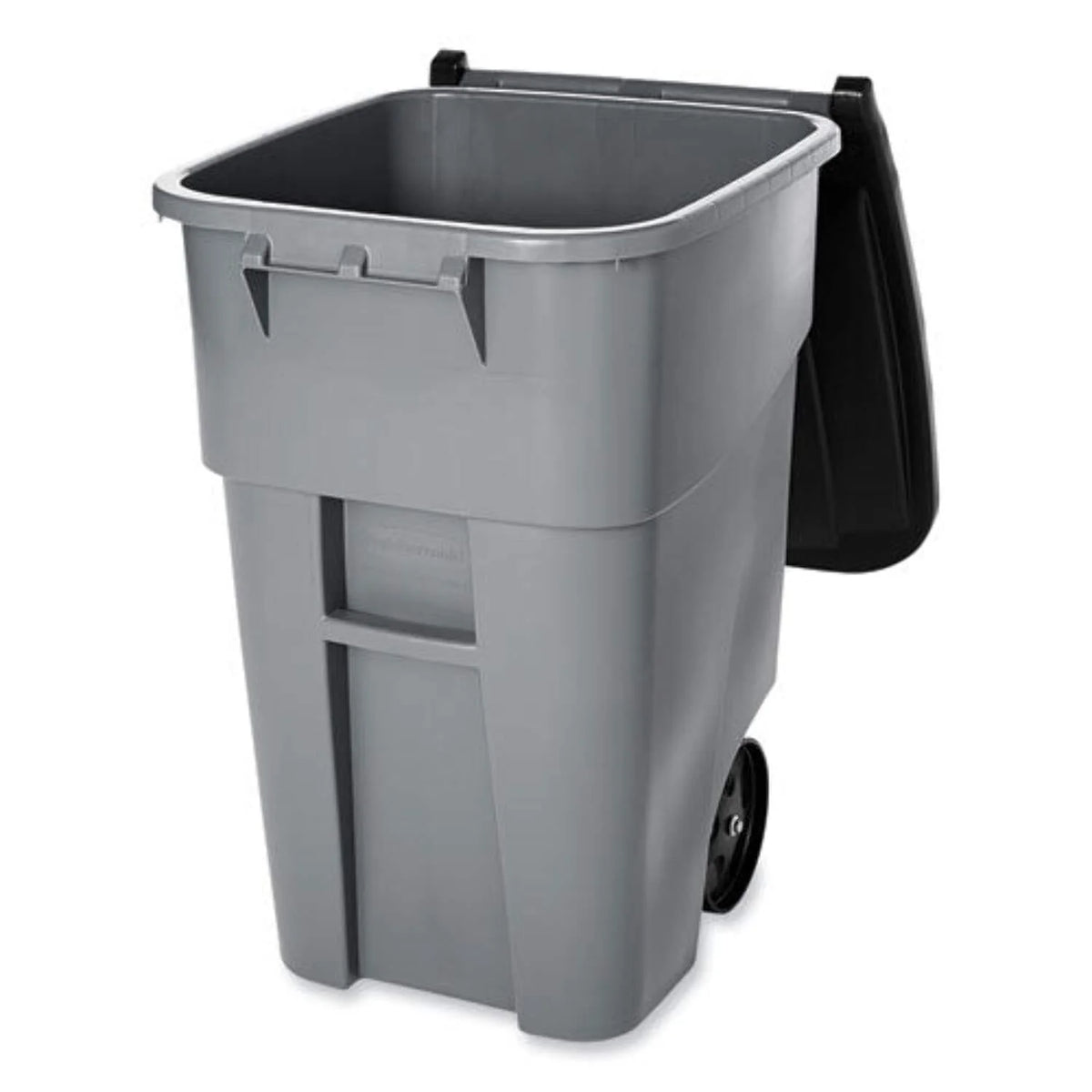 Rubbermaid Commercial Products BRUTE Roll-Out Trash Can with Lid, Square, 50 Gallon, Gray