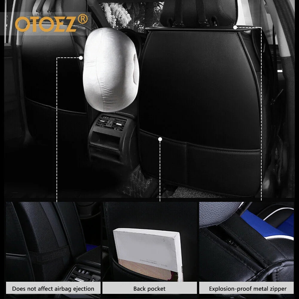 OTOEZ Leather Car Seat Cover Universal 5 Seats Full Set Front Rear Seat Protector
