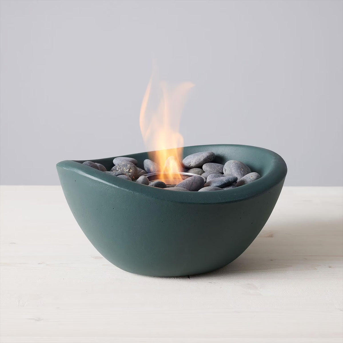 TerraFlame Wave Table Top Fire Bowl Gel Fuel - Stone Cast - Graphite