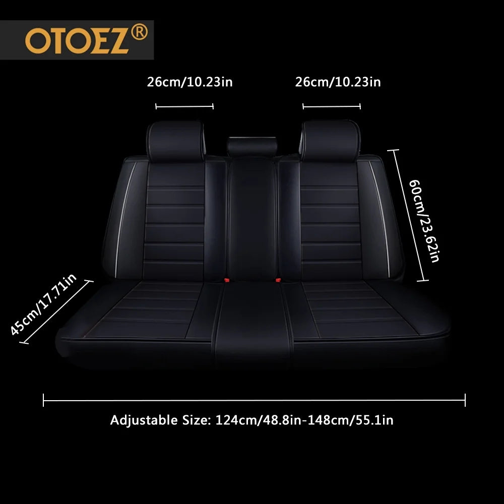 OTOEZ Leather Car Seat Cover Universal 5 Seats Full Set Front Rear Seat Protector