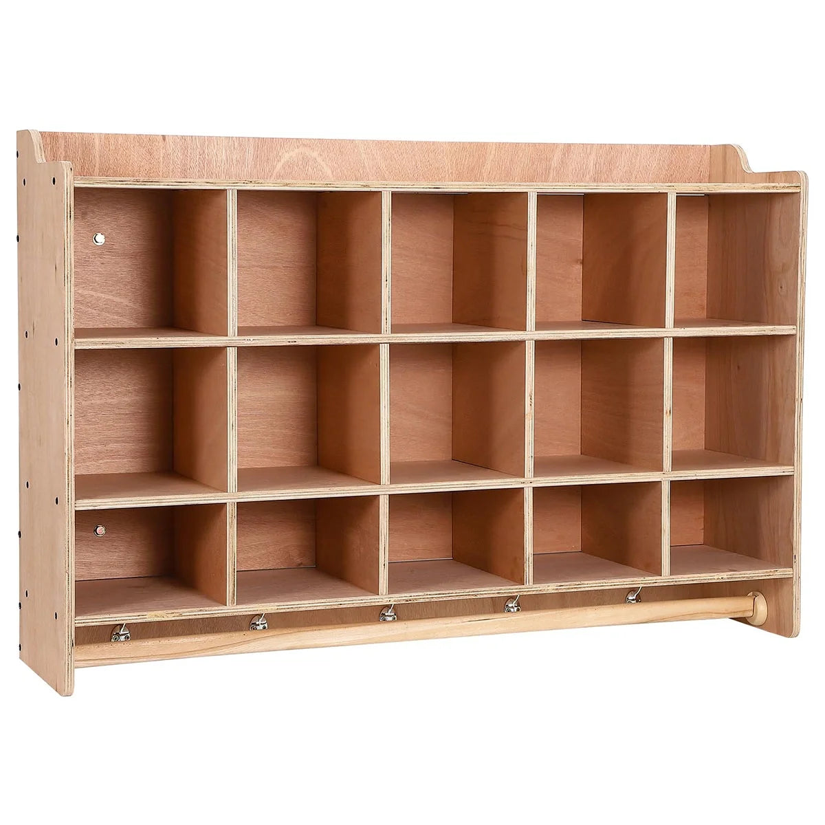 Ataucjin 5-Section Classroom Coat Locker, 20 Cubbies for Classrooms, Daycare Cubby with 4 Casters, 5 Hooks and 2 Storage Boxes, for Home, School, Kindergarten