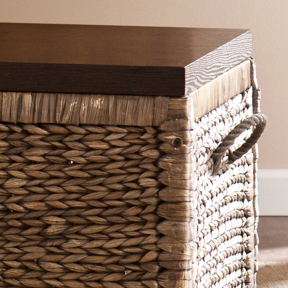 Samford Water Hyacinth Storage Trunk, Blackwashed with Espresso