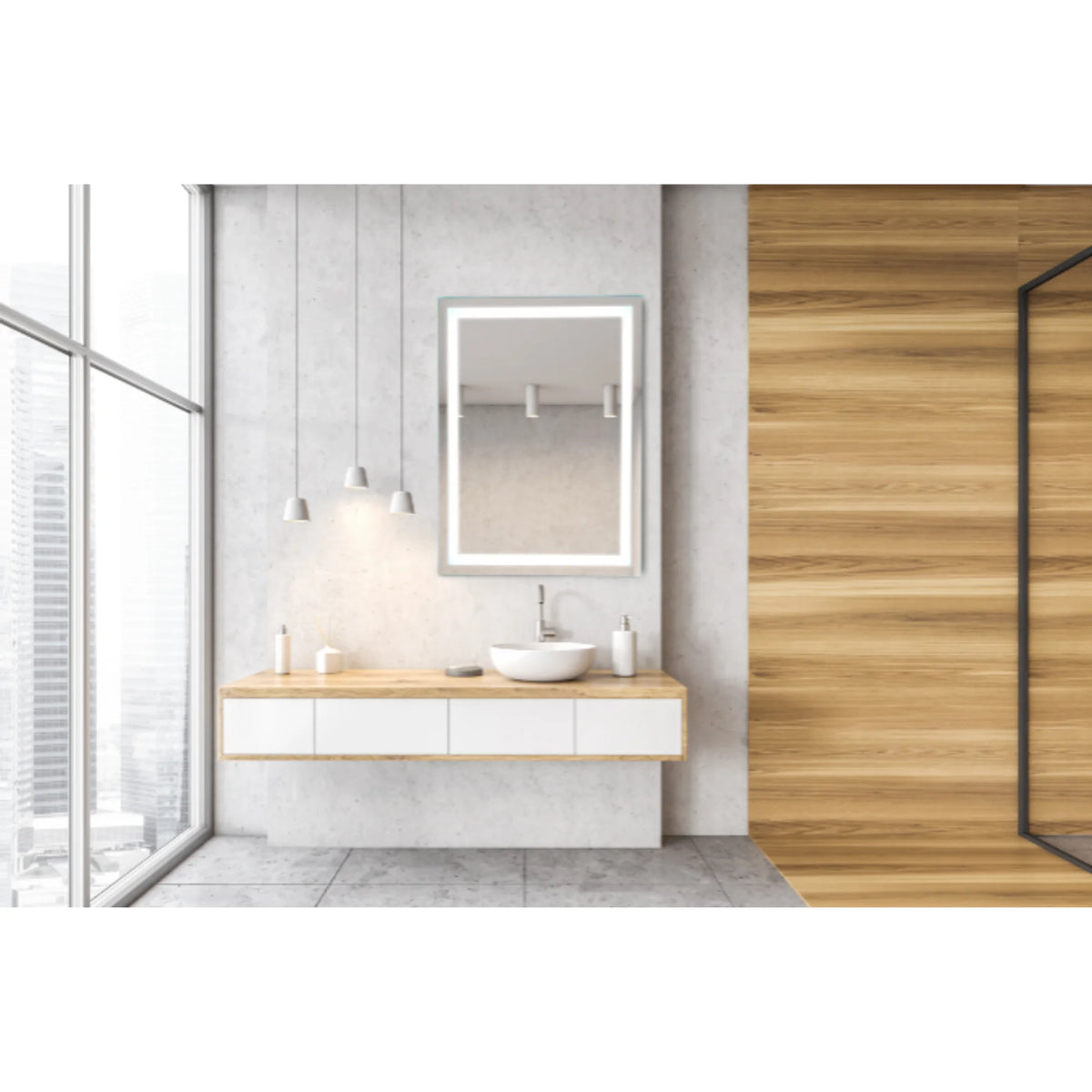 Modern Mirrors Astral Lighted Bathroom Vanity Mirror, Wall Mirror with Dimmable Daylight LED Lighting