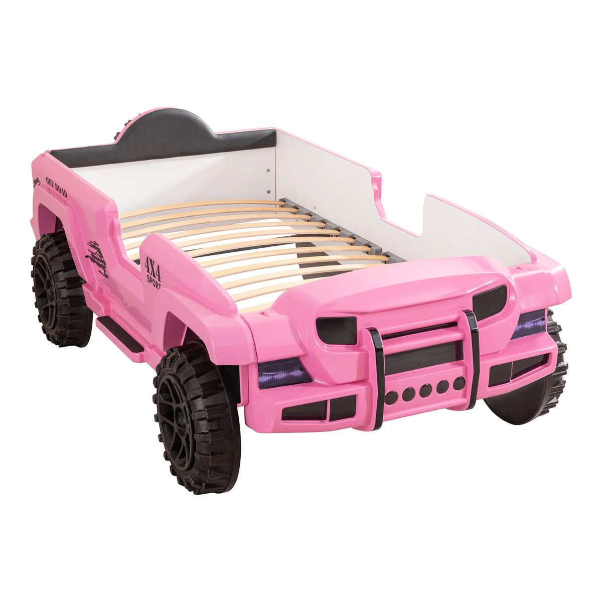 Furniture of America Terra Kids Plastic Twin SUV Bed with LED and Sound, Black