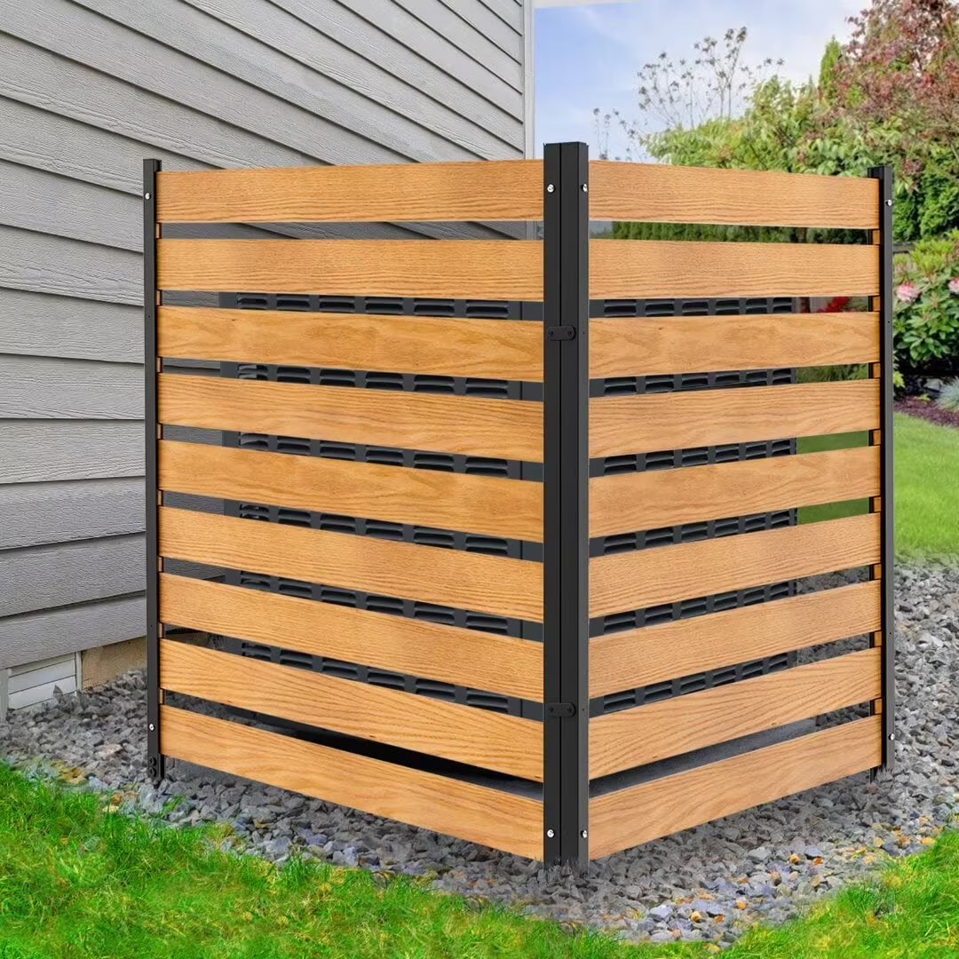 "NAIZEA Air Conditioner Fence, Pool Equipment Enclosure, Trash Can Enclosure, Metal Stake Wood Fence Panel 38"" W x 60"" H"