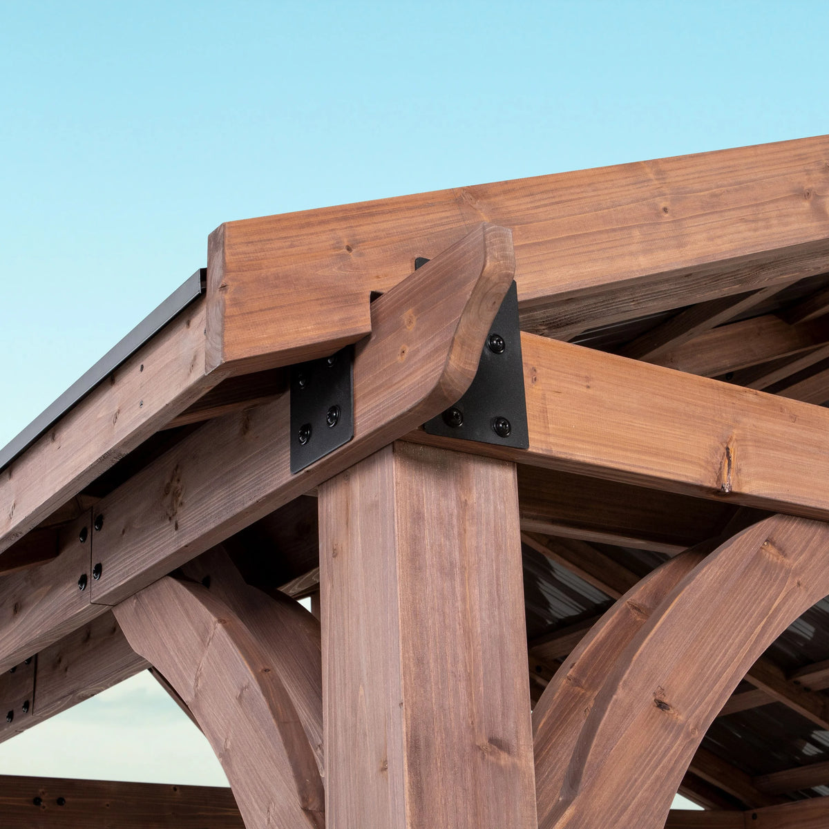 Backyard Discovery Arlington 12'x12' Cedar Wood Gazebo, Galvanized Steel Roof, PowerPort