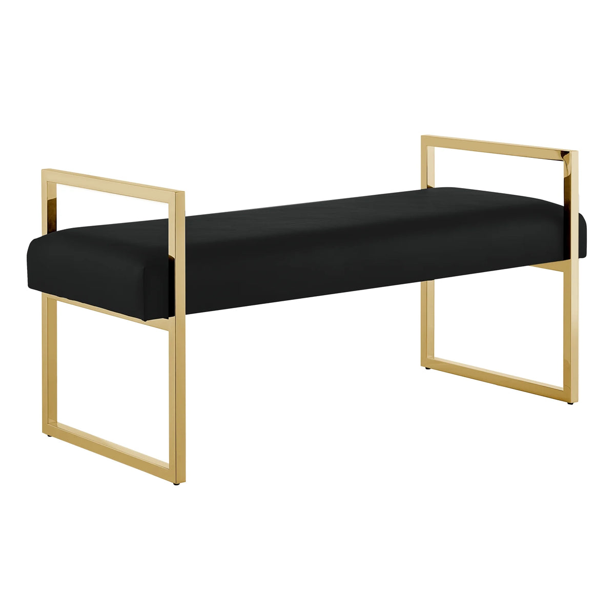 Madisen Velvet Bench with Gold Frame, Navy