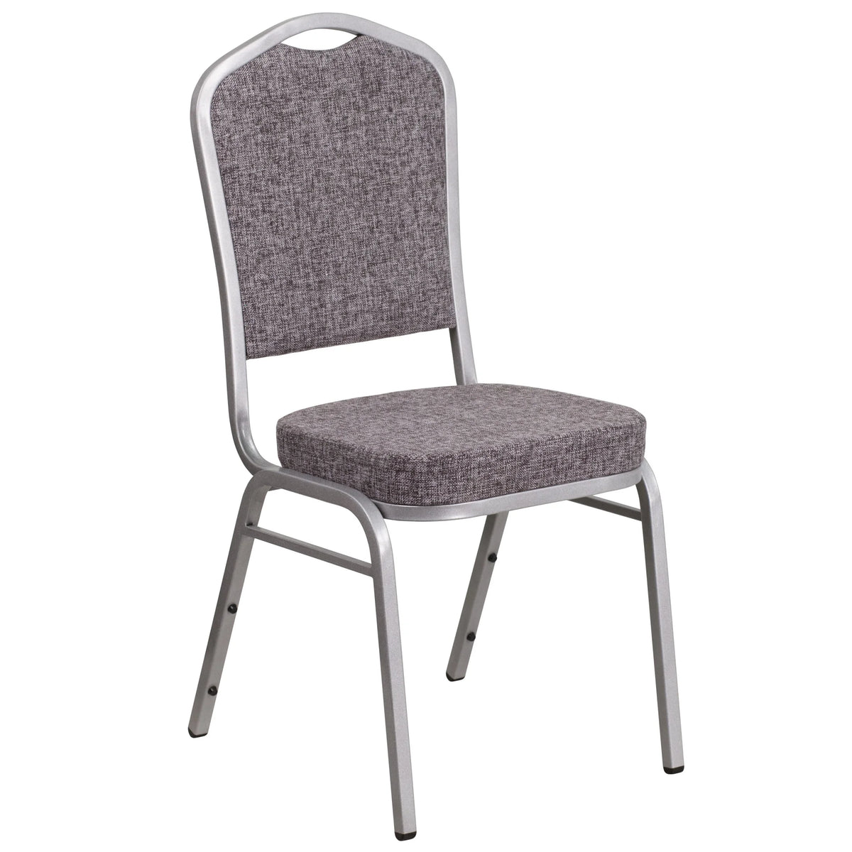 Emma + Oliver 4 Pack Crown Back Stacking Banquet Chair in Navy Vinyl - Silver Vein Frame