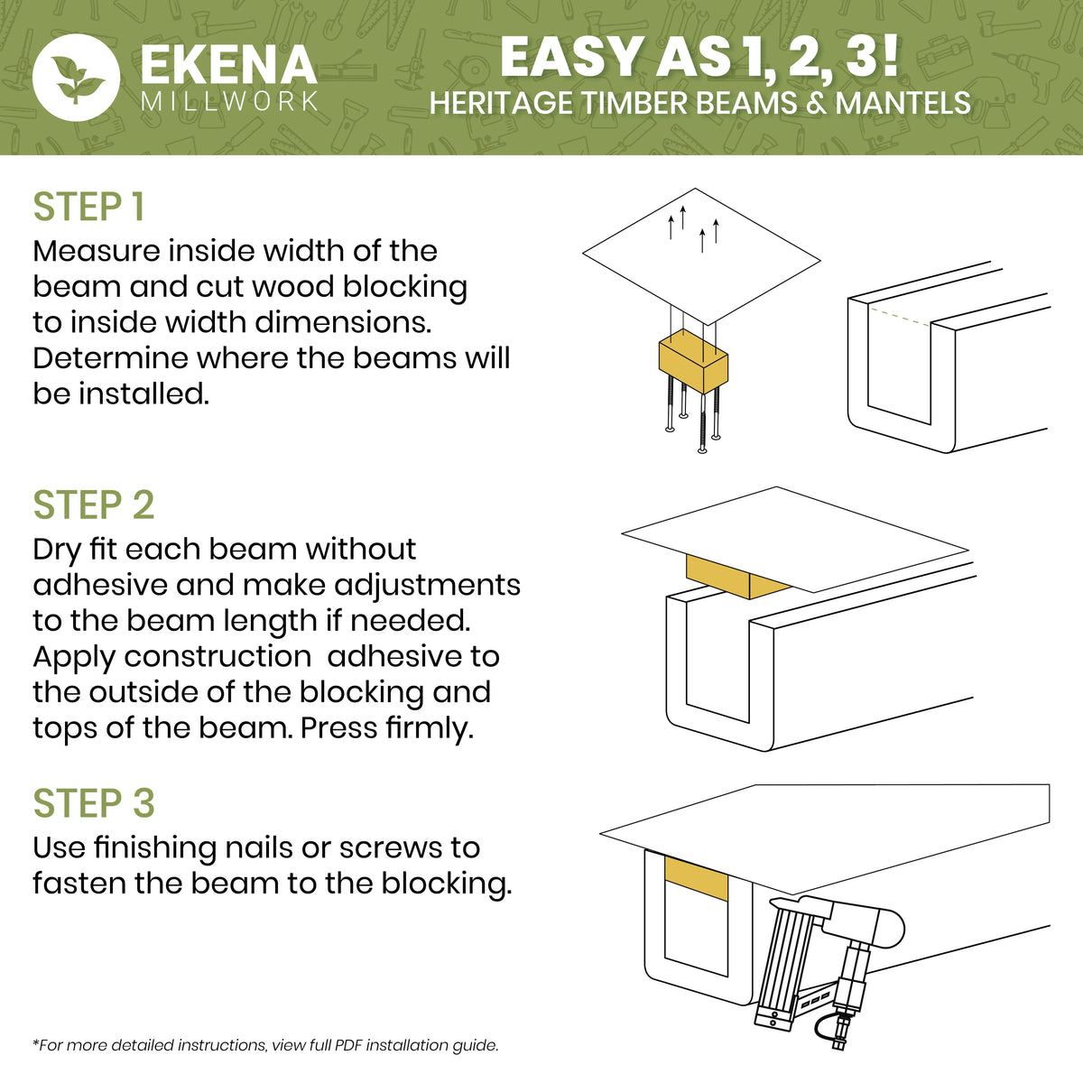 Ekena Millwork 3 1/2"W x 3 1/2"H x 120"L 3-Sided (U-Beam) Reclaimed Axed Cut HeritageTimber Faux Wood Ceiling Beam, Kona Brown