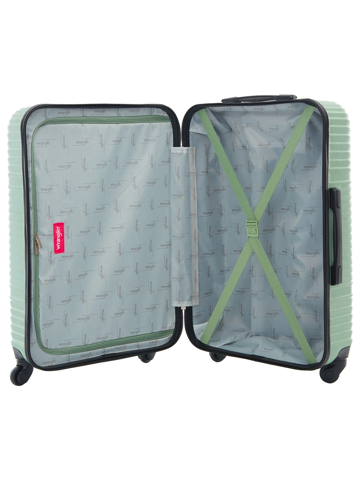 Wrangler 4 Pc Hardside Spinner Luggage Set with 20" & 25" Suitcases and Packing Cubes, Black