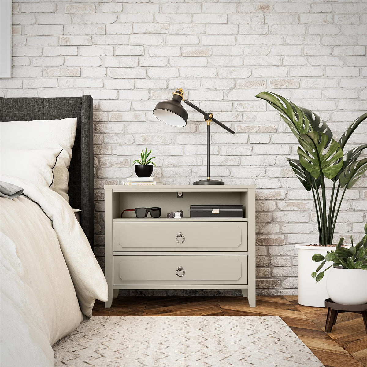 Her Majesty 2 Drawer Nightstand, Mustard Yellow
